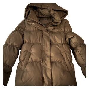 EUC Gap DOWN filled puffer coat w/ hood Chocolate Brown Size XL